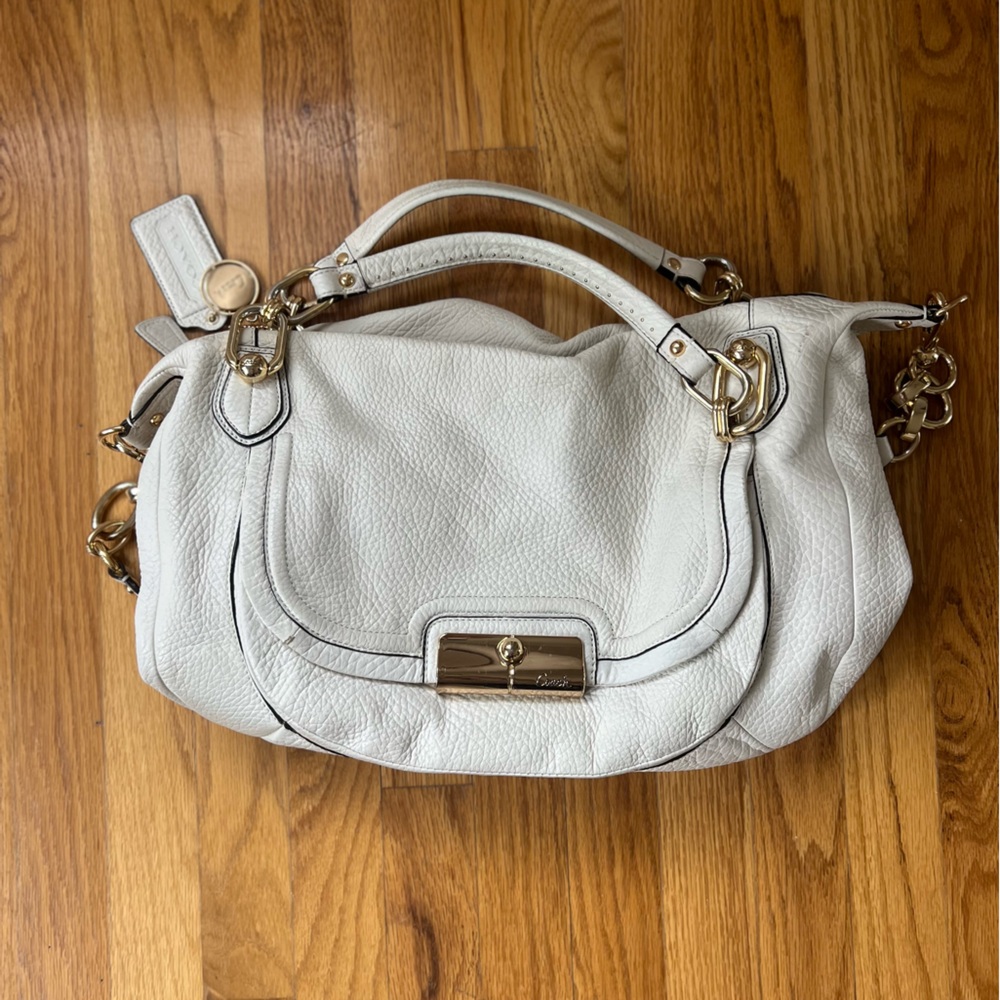Coach Kristen Gray Leather Hobo Bag in White/Cream H1120 18280